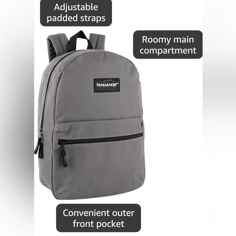 Trailmaker Unisex Classic 17 inch Backpacks with Adjustable Padded Straps!